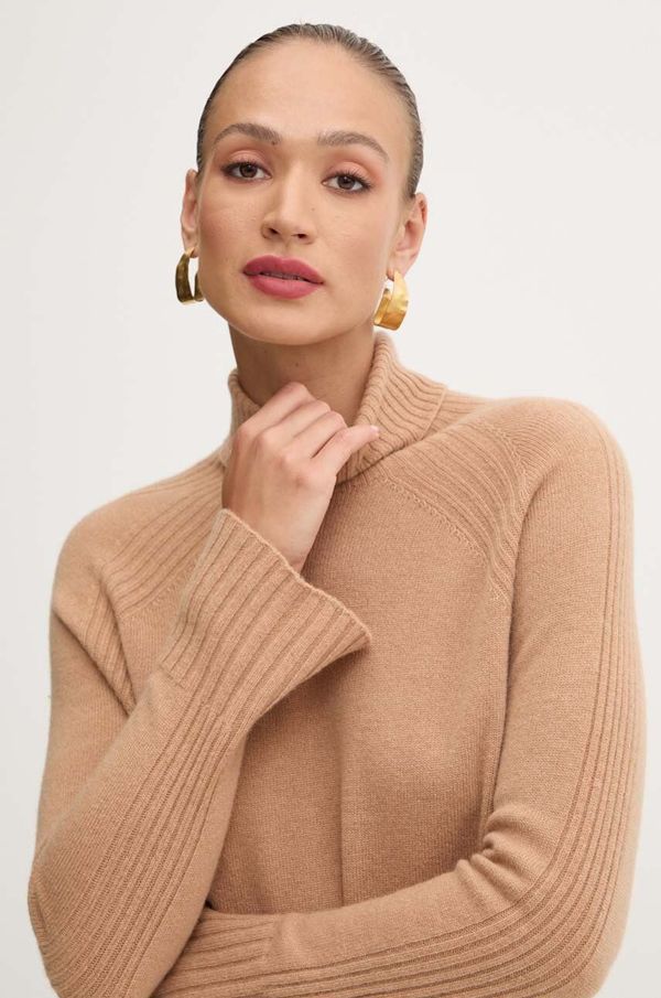 Twinset Vuneni pulover Twinset za žene, boja: smeđa, s dolčevitom, 242TP3717