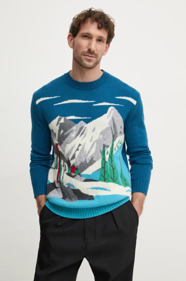 United Colors of Benetton Vuneni pulover United Colors of Benetton za muškarce, boja: tirkizna, 1244K108S