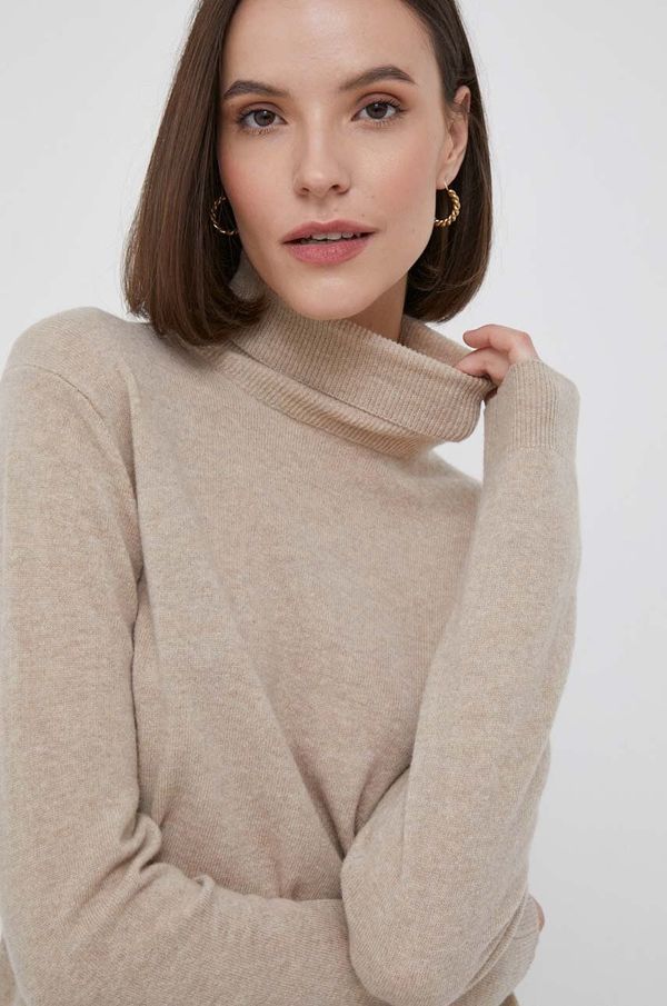 United Colors of Benetton Vuneni pulover United Colors of Benetton za žene, boja: bež, lagani, s dolčevitom