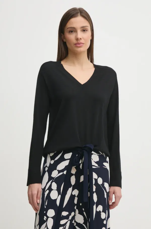 United Colors of Benetton Vuneni pulover United Colors of Benetton za žene, boja: crna, lagani, 11AHD402M