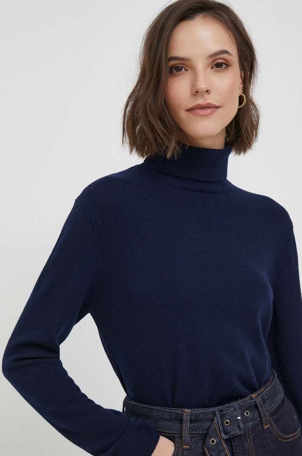 United Colors of Benetton Vuneni pulover United Colors of Benetton za žene, boja: tamno plava, lagani, s dolčevitom