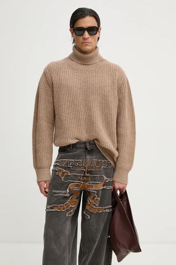 Won Hundred Vuneni pulover Won Hundred za muškarce, boja: bež, s dolčevitom, 3446-11091