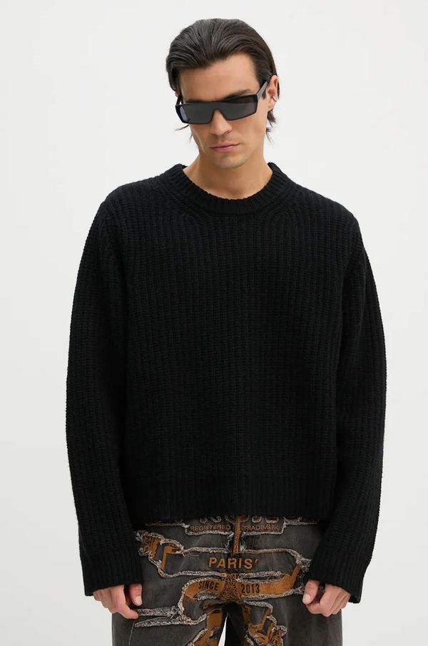 Won Hundred Vuneni pulover Won Hundred za muškarce, boja: crna, topli, 3209-11091