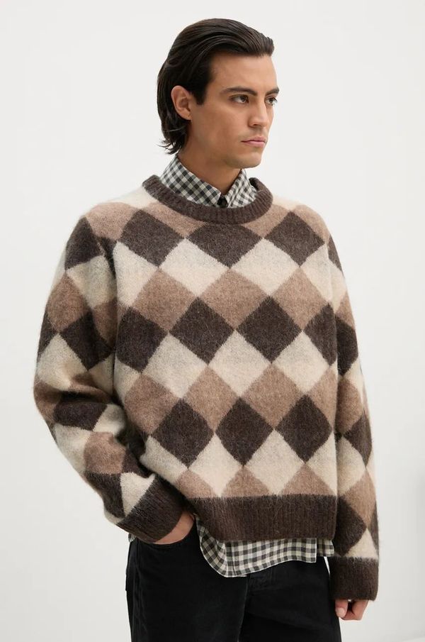 Won Hundred Vuneni pulover Won Hundred za muškarce, boja: smeđa, topli, 3207-11082