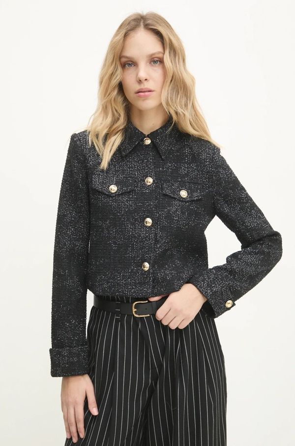 Answear Lab Vuneni sako Answear Lab boja: crna, jednoredno zakopčavanje, s uzorkom