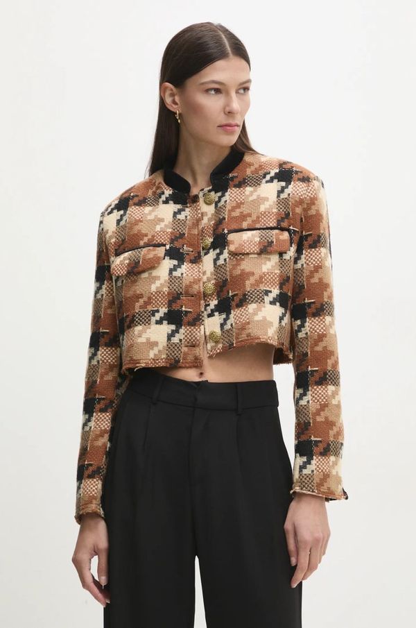 Answear Lab Vuneni sako Answear Lab boja: crna, jednoredno zakopčavanje, s uzorkom