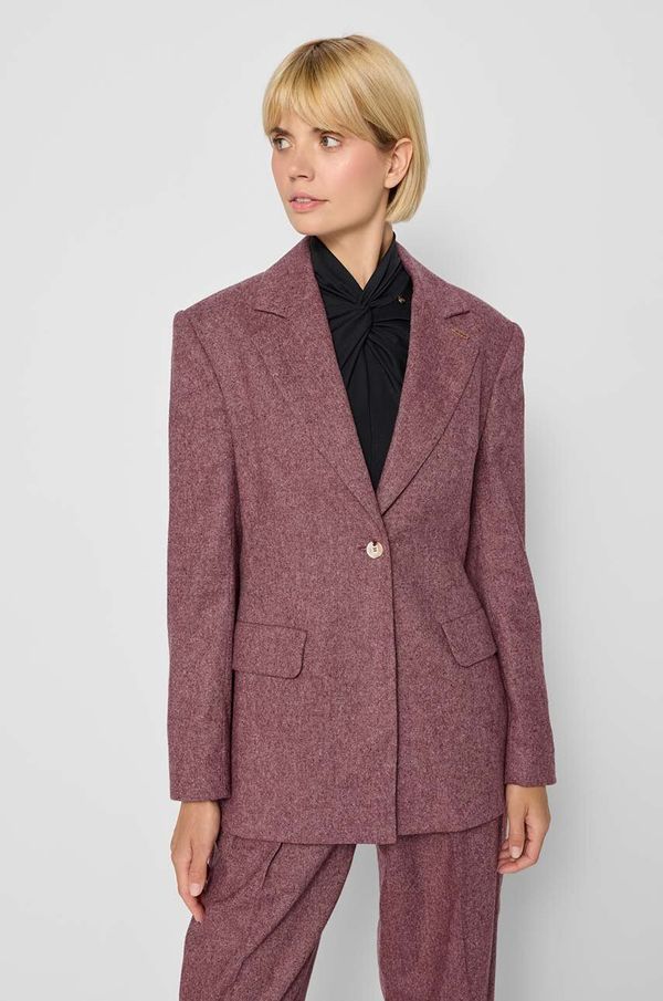 BIZUU Vuneni sako Bizuu NEVETTA boja: crvena, jednoredno zakopčavanje, bez uzorka, NEVETTA.BORDOWY