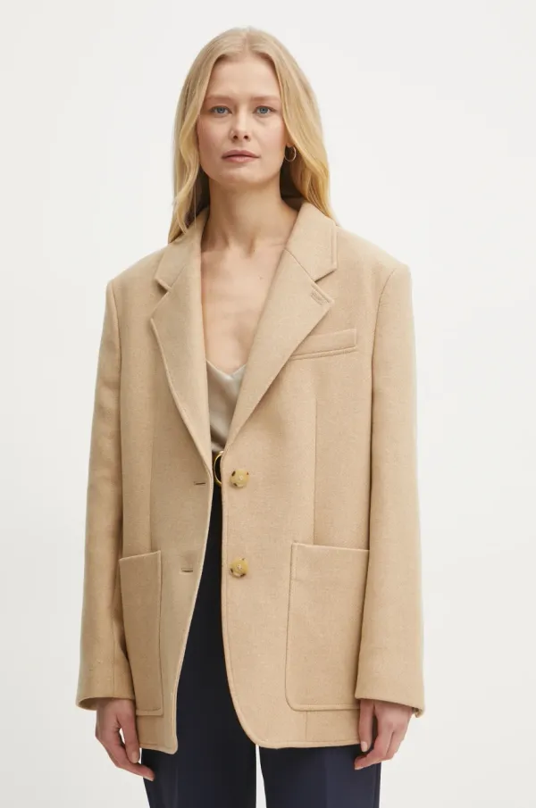 BOSS Vuneni sako BOSS boja: bež, oversize, melanž, 50530891