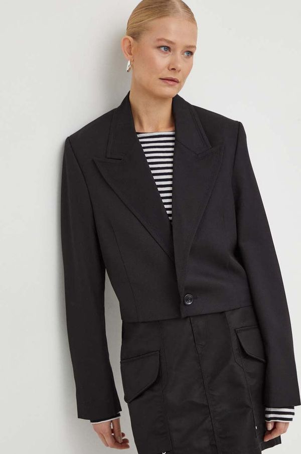 G-Star Raw Vuneni sako G-Star Raw boja: crna, jednoredno zakopčavanje, bez uzorka