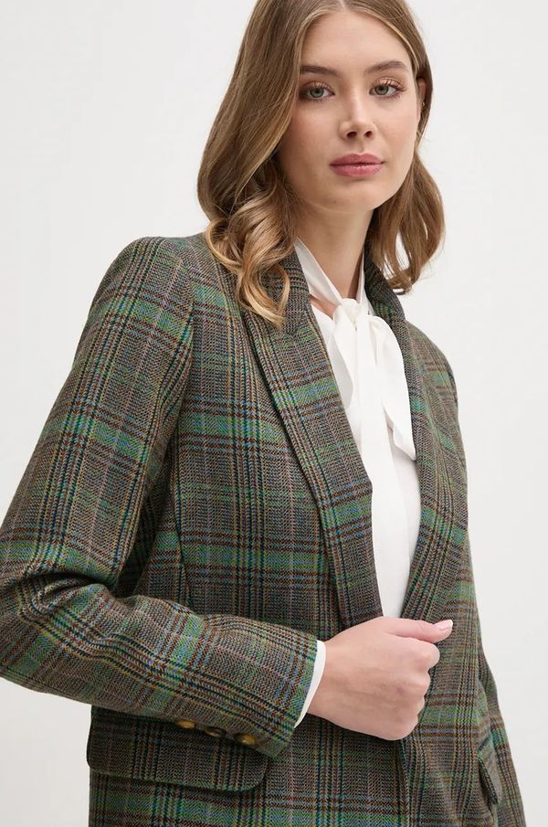 La Petite Française Vuneni sako La Petite Française PFVANITEUSE boja: zelena, jednoredno zakopčavanje, s uzorkom, PFVANITEUSE