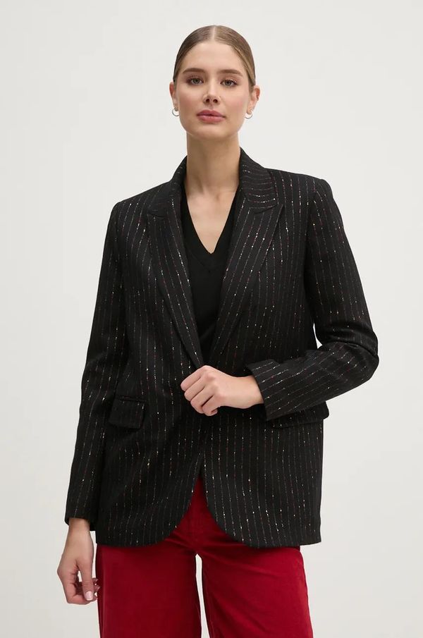 La Petite Française Vuneni sako La Petite Française PFVERITABLE boja: crna, jednoredno zakopčavanje, s uzorkom, PFVERITABLE