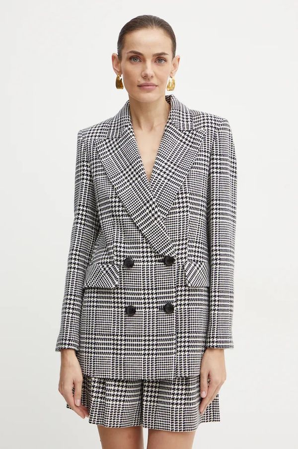 Luisa Spagnoli Vuneni sako Luisa Spagnoli STAZIONE boja: crna, dvoredno zakopčavanje, s uzorkom, 541211