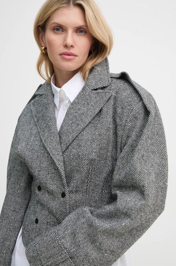 MMC STUDIO Vuneni sako MMC STUDIO boja: siva, oversize, s uzorkom, SEKA