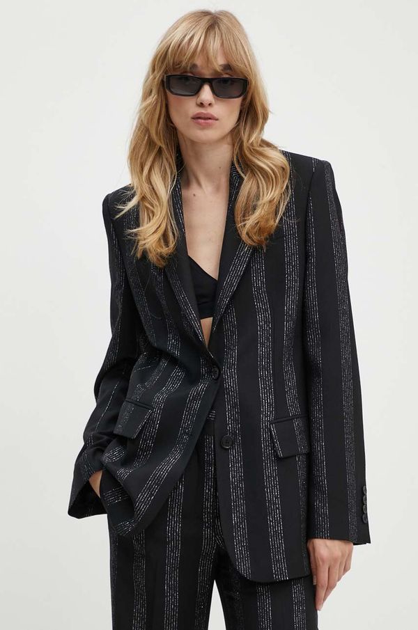 MSGM Vuneni sako MSGM boja: crna, jednoredno zakopčavanje, s uzorkom, 3741MDG17.247604