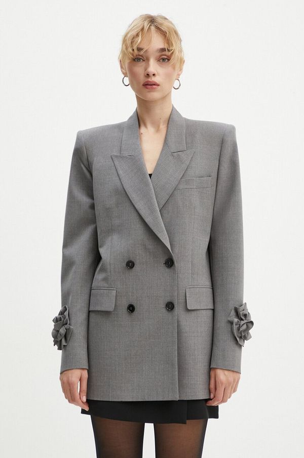 MSGM Vuneni sako MSGM boja: siva, dvoredno zakopčavanje, bez uzorka, 3741MDG18X.247506