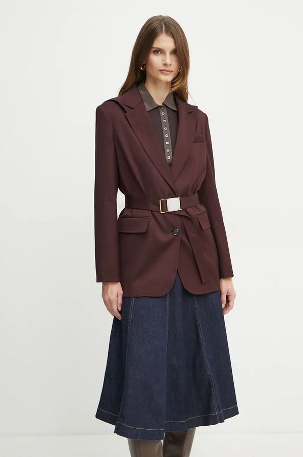 Pinko Vuneni sako Pinko boja: bordo, jednoredno zakopčavanje, bez uzorka, 104505 A1B3