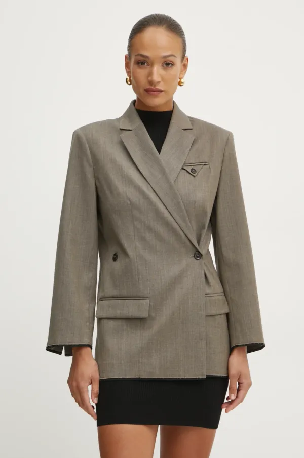 Pinko Vuneni sako Pinko boja: smeđa, dvoredno zakopčavanje, bez uzorka, 104862 A2BQ