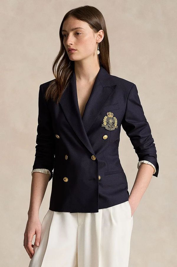 Polo Ralph Lauren Vuneni sako Polo Ralph Lauren boja: tamno plava, dvoredno zakopčavanje, bez uzorka, 211910403