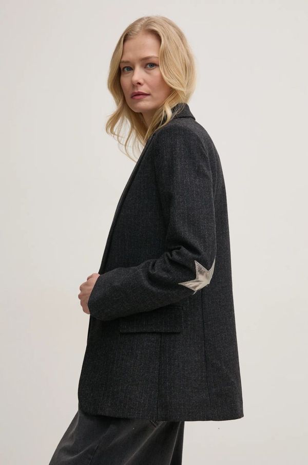 Zadig&Voltaire Vuneni sako ZADIG&VOLTAIRE boja: siva, jednoredno zakopčavanje, s uzorkom, WWBL01877