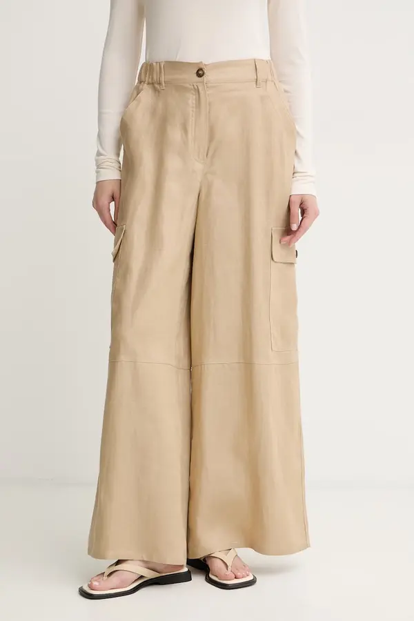 Weekend Max Mara Weekend Max Mara hlače cargo za žene od lana