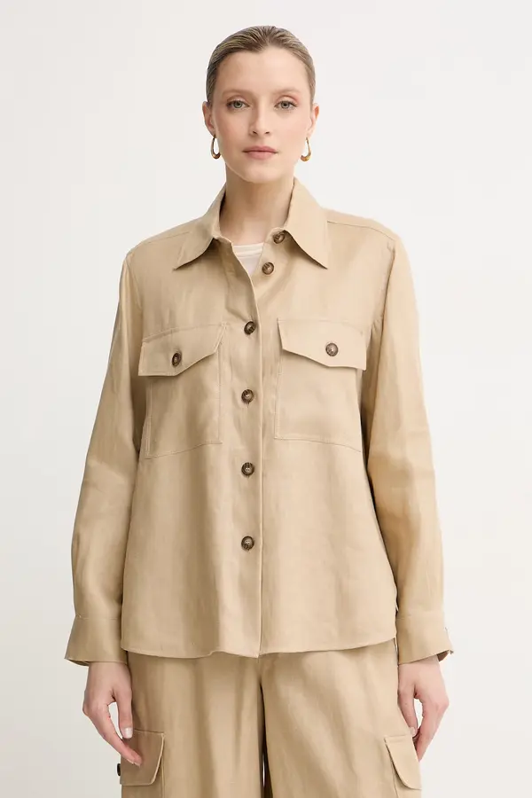 Weekend Max Mara Weekend Max Mara jakna u stilu košulje za žene od lana