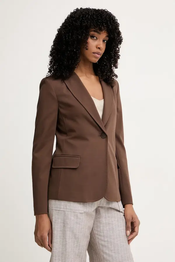 Weekend Max Mara Weekend Max Mara jednoredni sako za žene s viskozom CARBONE