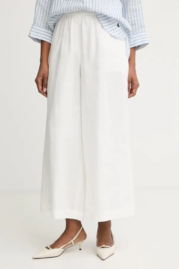 Weekend Max Mara Weekend Max Mara wide leg hlače za žene od lana FELINO