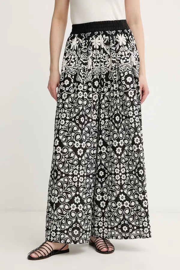 Weekend Max Mara Weekend Max Mara wide leg hlače za žene od pamuka
