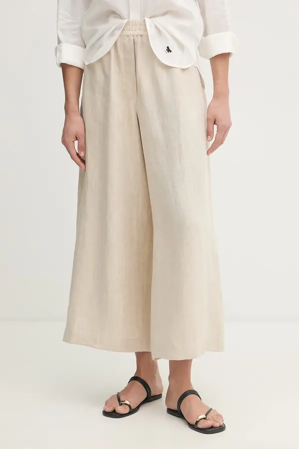 Weekend Max Mara Weekend Max Mara wide leg hlače ženske lanene FELINO