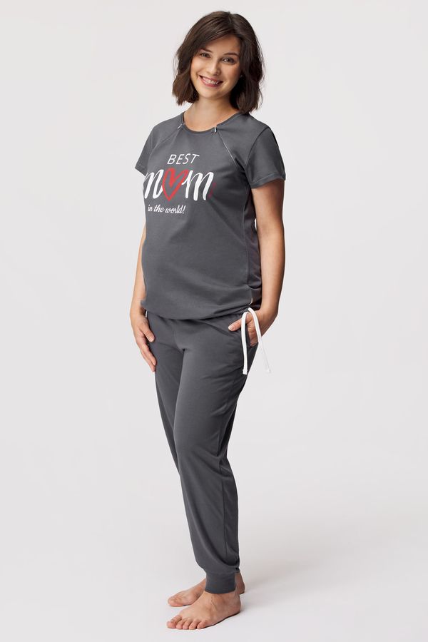 Doctor Nap Pidžama za trudnice i dojilje Best mom siva