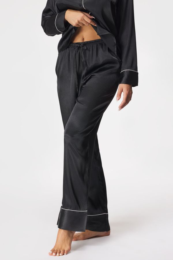 Hunkemöller Satenske hlače za spavanje Blackie