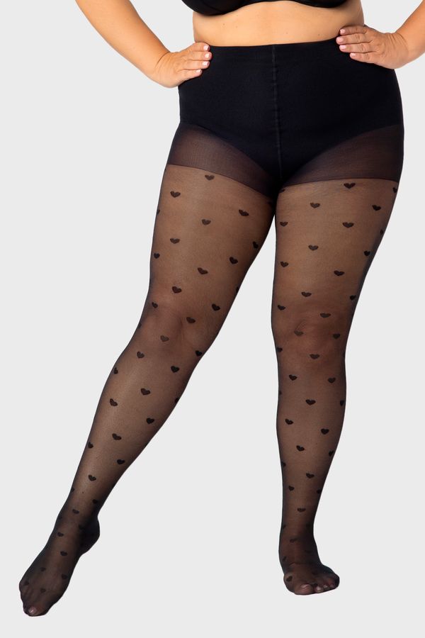 MONA QUEEN Čarape s gaćicama Plus Size Hearts 30 DEN