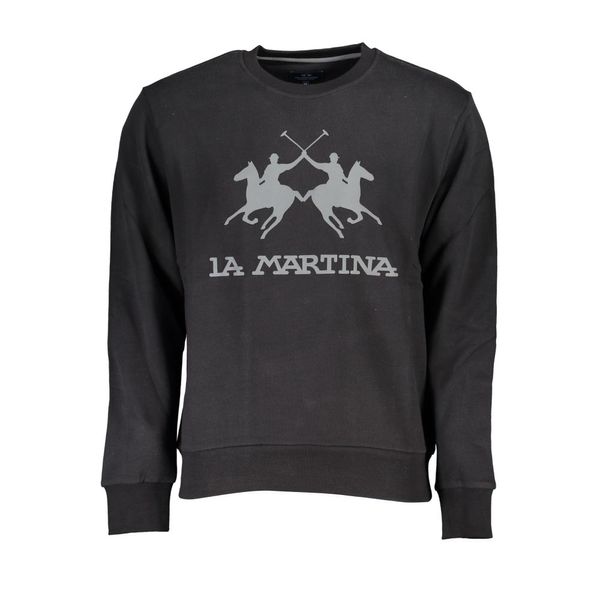 La Martina LA MARTINA BLACK MEN'S ZIPLESS SWEATSHIRT