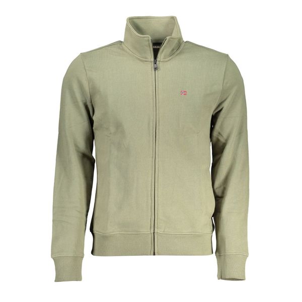 Napapijri NAPAPIJRI MEN'S GREEN ZIPPED SWEATSHIRT