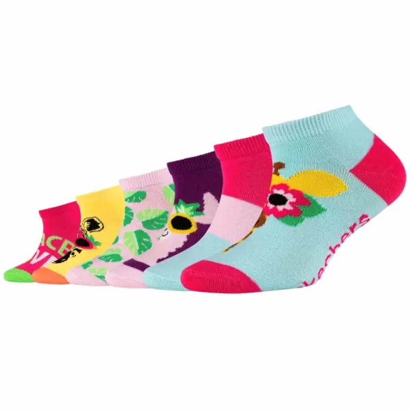 Skechers Skechers 6ppk girls casual fancy sneaker socks sk43082-4203