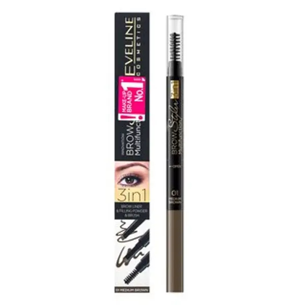 Eveline Eveline Brow Styler Multifunction 3in1 set za oblikovanje obrva 01 Medium Brown