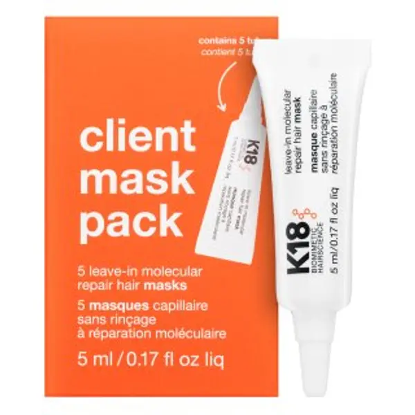 K18 K18 Client Mask Pack njega kose bez ispiranja pre posilnenie vlasového vlákna 5 x 5 ml