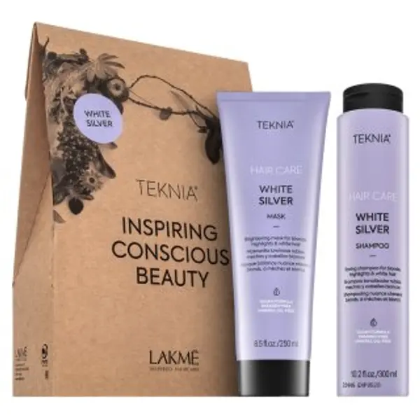 Lakmé Lakmé Teknia White Silver Pack šampon + maska za platinasto plavu i sijedu kosu 300 ml + 250 ml