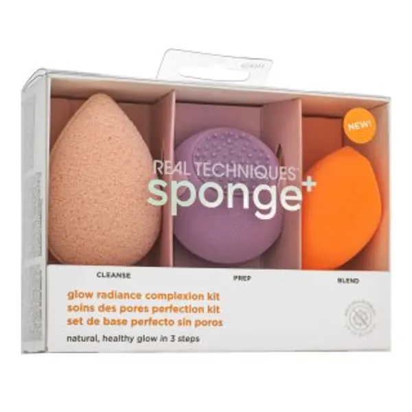 Real Techniques Real Techniques Sponge+ Glow Radiance Complexion Kit 3pcs set za ujednačenu i prosvijetljenu kožu