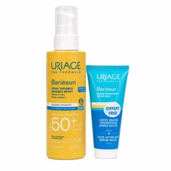Uriage Uriage Bariésun savršen komplet za samotamnjenje Invisible Spray SPF 50+ + After Sun Repair Balm 200 ml + 50 ml