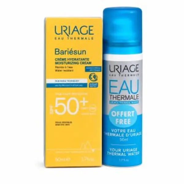 Uriage Uriage Bariésun savršen komplet za samotamnjenje Moisturising Cream SPF 50+ + Eau Thermale Thermal Water 2 x 50 ml