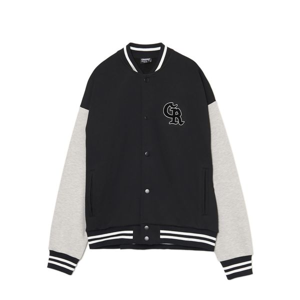 Cropp Cropp - College majica na kopčanje pritisnim gumbima - crno