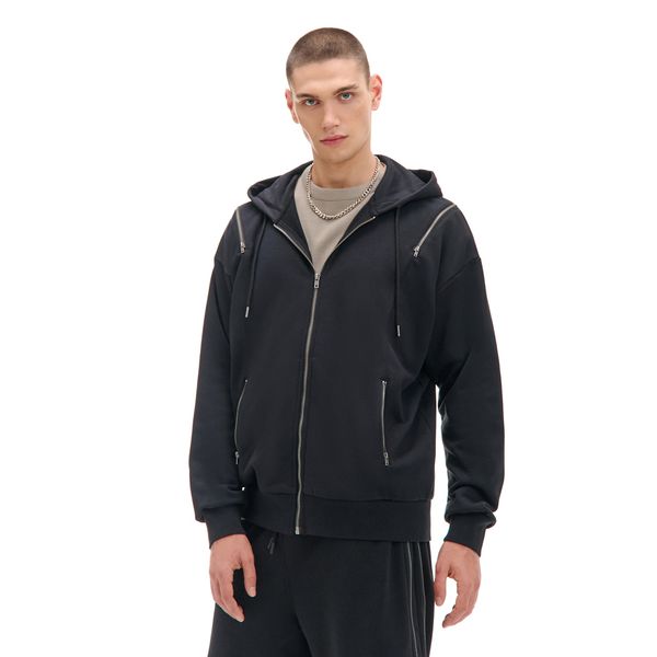 Cropp Cropp - Crna majica s kapuljačom - crno