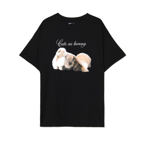 Cropp Cropp - Crna oversize majica s printom - crno