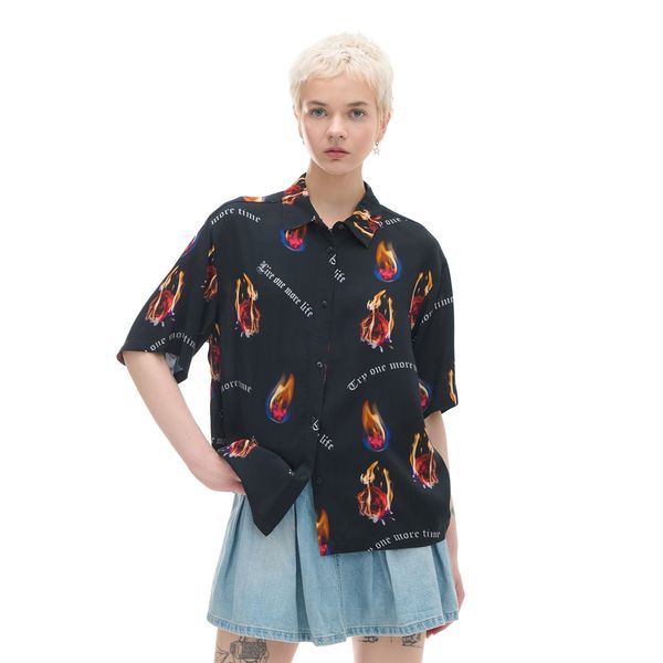 Cropp Cropp - Košulja s ponavljajućim uzorkom - crno