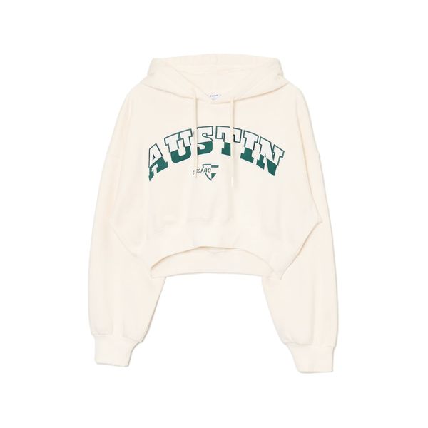 Cropp Cropp - Kratka majica s kapuljačom - krem