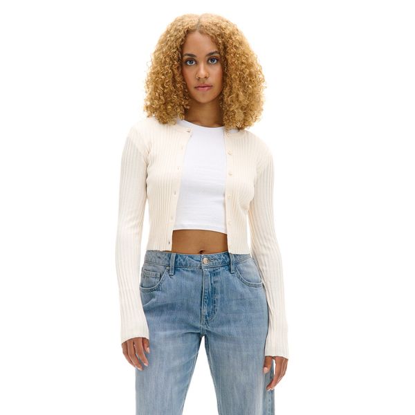 Cropp Cropp - Kratki rebrasti pulover - krem