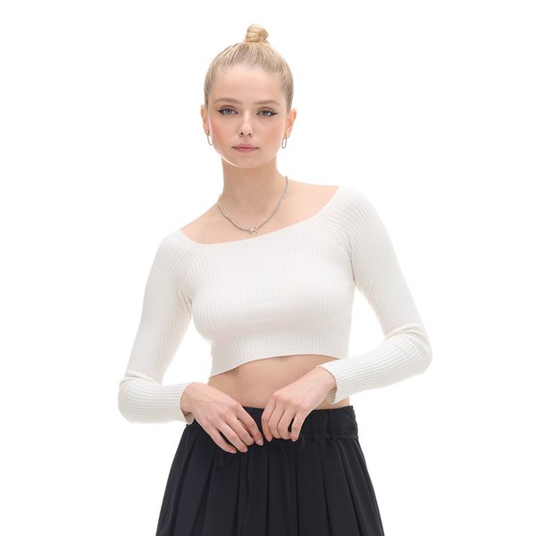 Cropp Cropp - Kratki rebrasti pulover - krem