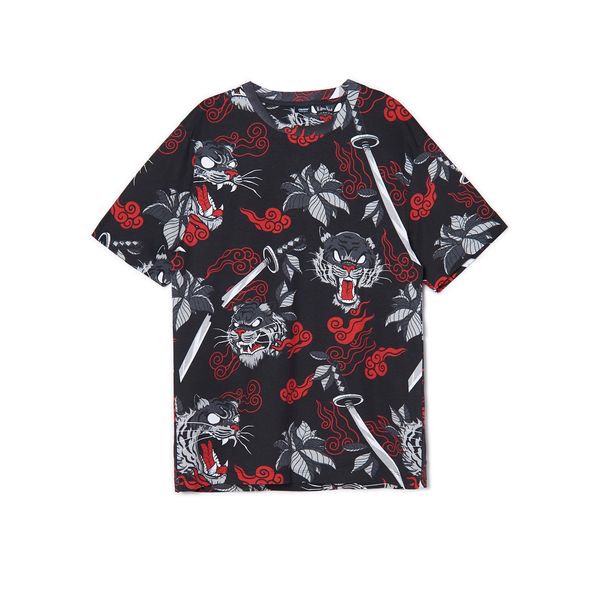 Cropp Cropp - Majica kratkih rukava s ponavljajućim uzorkom - crno