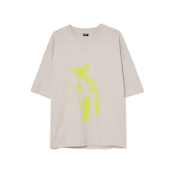 Cropp Cropp - Majica kratkih rukava s printom - svijetlo siva